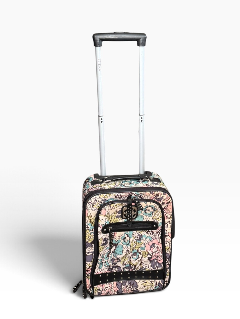 Kathy Van Zeeland small floral rolling suitcase